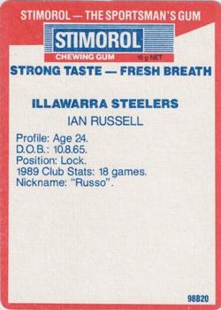 1990 Stimorol NRL #71 Ian Russell Back